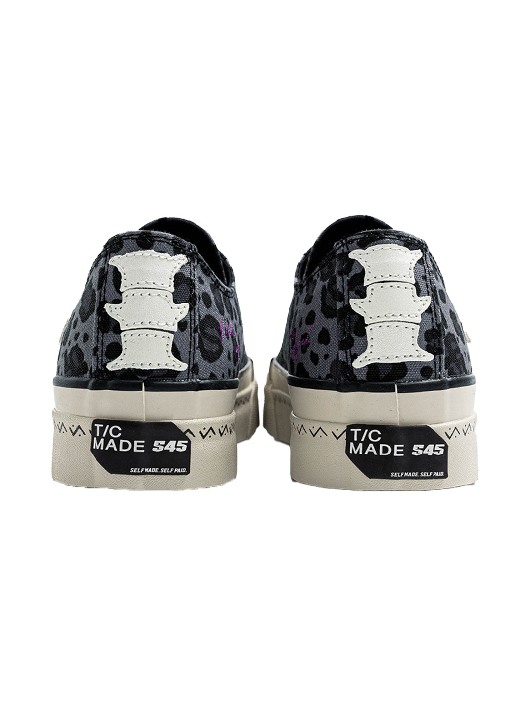 T/C MADE│S45 Smiley Low-Tops - Leopard/Bone Canvas Shoes with Thick Sole - PSYLOS 1, T/C MADE│S45 Smiley Low-Tops - Leopard/Bone Canvas Shoes with Thick Sole, Canvas Sneakers, T/C MADE, PSYLOS 1