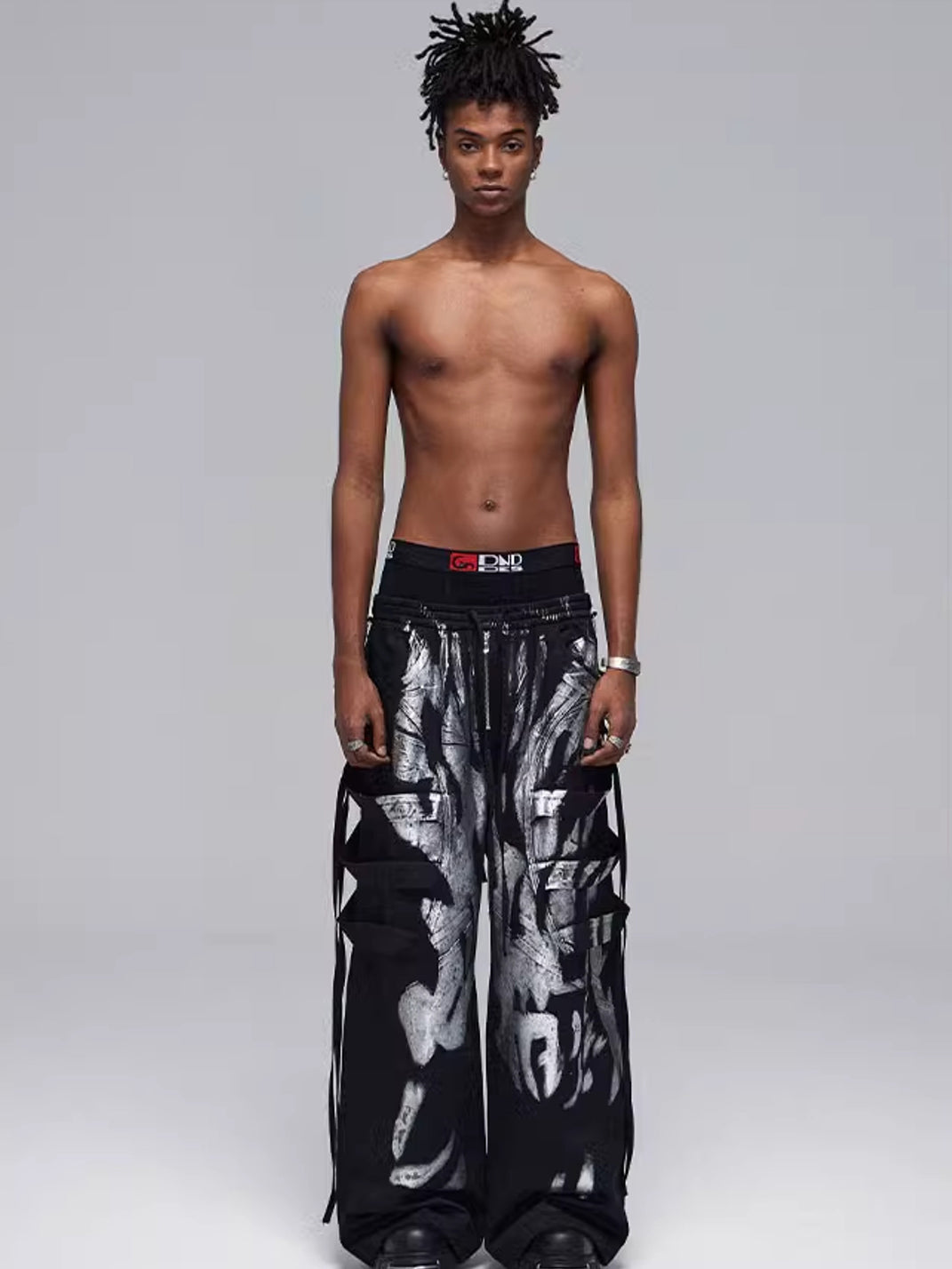 DND4DES | Silver Strap Drawstring Cargo Pants - PSYLOS 1, DND4DES | Silver Strap Drawstring Cargo Pants, Cargo Pants, DND4DES•JAPAN, PSYLOS 1