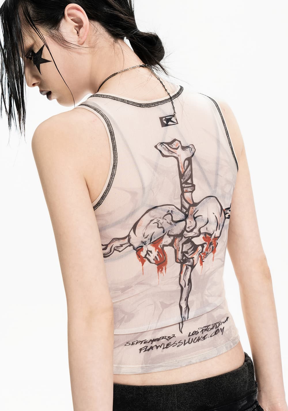 TEAMGEEK | 24SS Nocross Nocrown Nude Mesh Skull Tank - PSYLOS 1, TEAMGEEK | 24SS Nocross Nocrown Nude Mesh Skull Tank, Tank Top, TEAMGEEK, PSYLOS 1