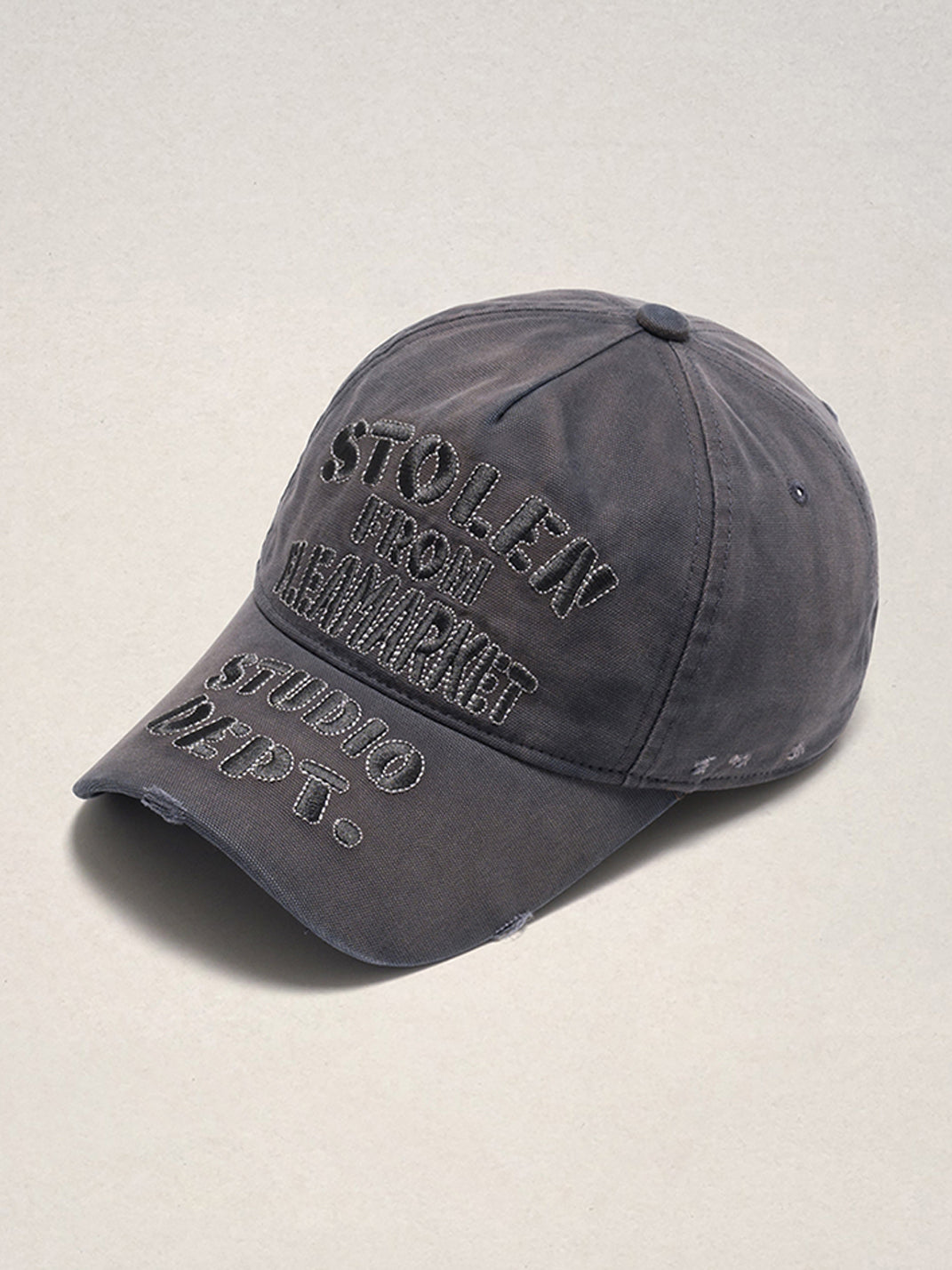 FLEAMARKET | "STOLEN" Stitchwork Curve Brim Cap-Grey - PSYLOS 1, FLEAMARKET | "STOLEN" Stitchwork Curve Brim Cap-Grey, Hats, FLEAMARKET, PSYLOS 1