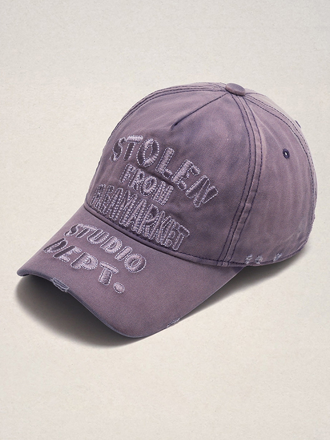 FLEAMARKET | "STOLEN" Stitchwork Curve Brim Cap-Purple - PSYLOS 1, FLEAMARKET | "STOLEN" Stitchwork Curve Brim Cap-Purple, Hats, FLEAMARKET, PSYLOS 1
