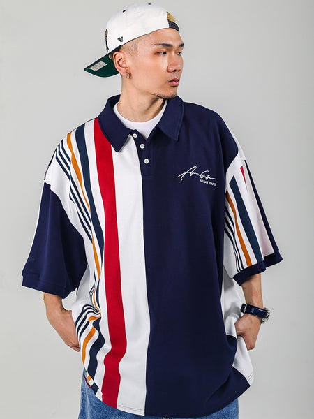 ACUSA | Asymmetrical Color Block Oversized Polo - PSYLOS 1, ACUSA | Asymmetrical Color Block Oversized Polo, Tops, ACUSA, PSYLOS 1