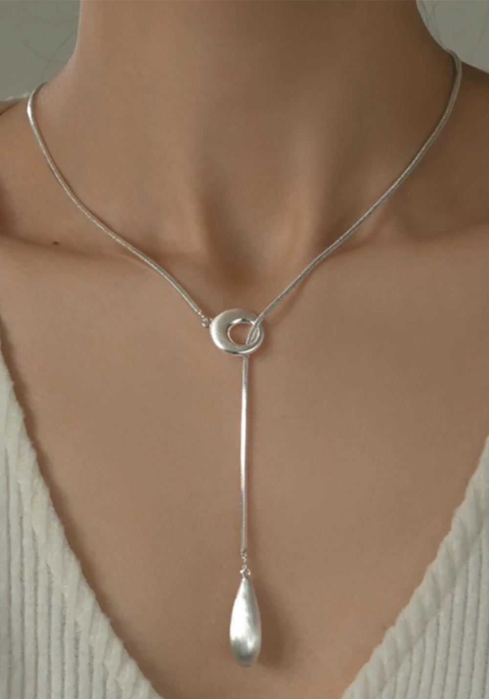 SUN HUNTER丨Brushed Teardrop Slider Necklace - PSYLOS 1, SUN HUNTER丨Brushed Teardrop Slider Necklace, Accessories, SUN HUNTER, PSYLOS 1