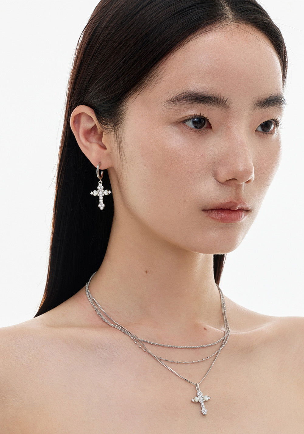 SUN HUNTER丨Triple-Layer Flower Cross Necklace - PSYLOS 1, SUN HUNTER丨Triple-Layer Flower Cross Necklace, Accessories, SUN HUNTER, PSYLOS 1