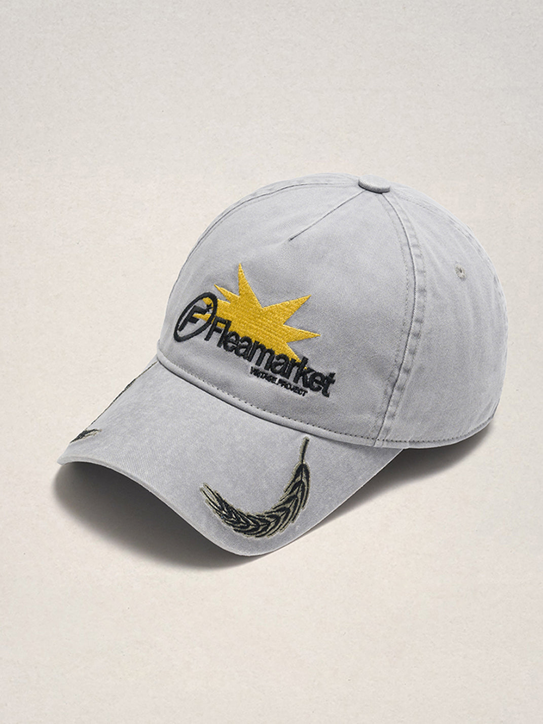 FLEAMARKET | Wheat Stalk Curved Brim Cap-Grey - PSYLOS 1, FLEAMARKET | Wheat Stalk Curved Brim Cap-Grey, Hats, FLEAMARKET, PSYLOS 1