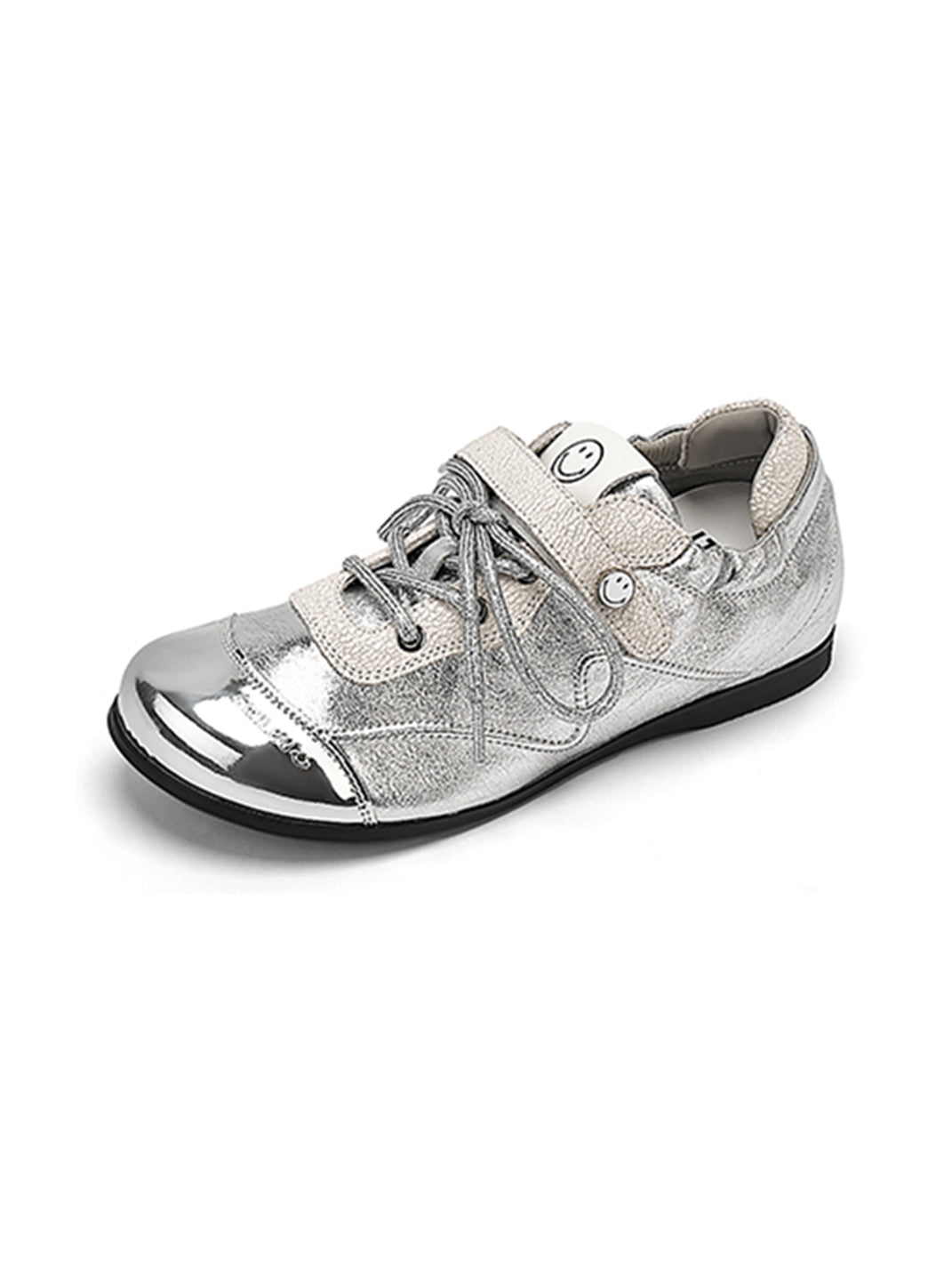 SMILEY | Ballet Flats Round Toe Shoes-Silver - PSYLOS 1, SMILEY | Ballet Flats Round Toe Shoes-Silver, Retro Trainers, SMILEY, PSYLOS 1