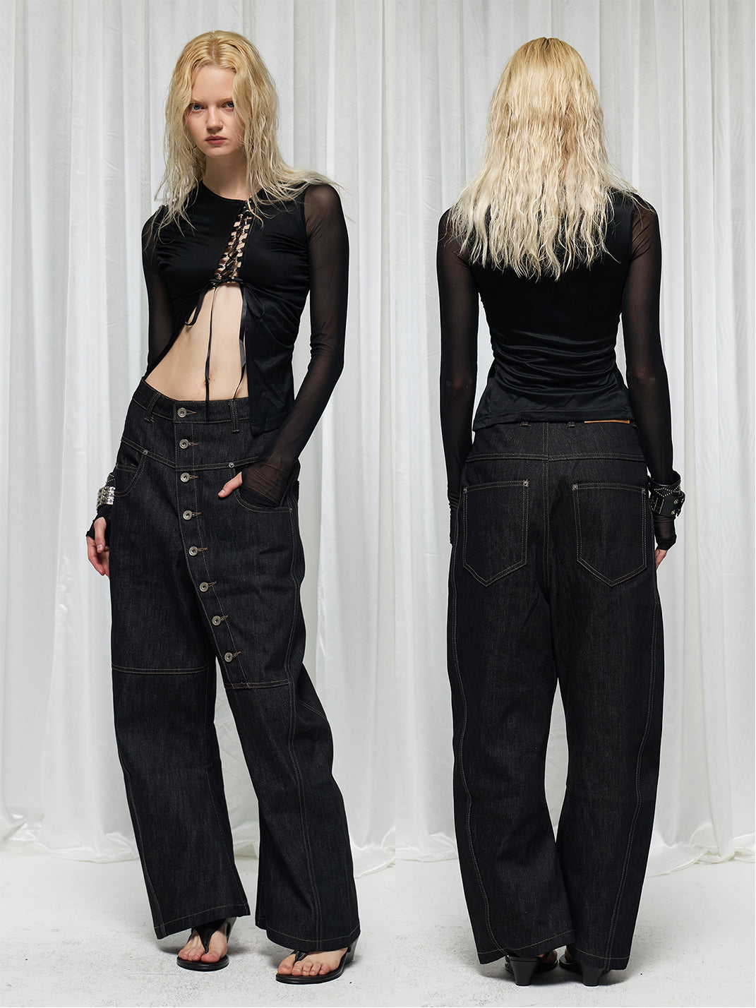 DND4DES | Curved Button Fly Baggy Raw Jeans - PSYLOS 1, DND4DES | Curved Button Fly Baggy Raw Jeans, Pants, DND4DES•JAPAN, PSYLOS 1