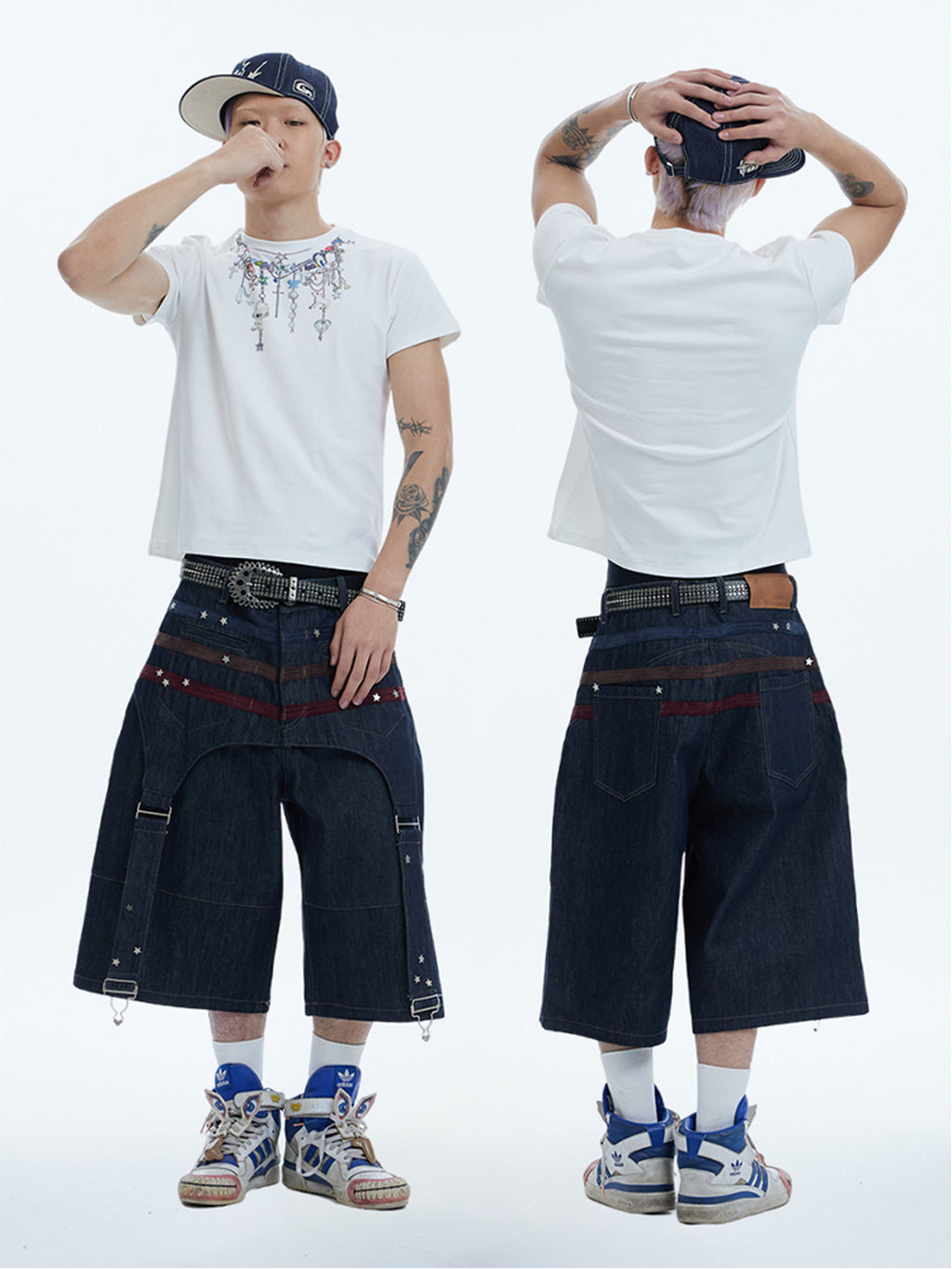 DND4DES | Star Rivet Suede Denim Shorts - PSYLOS 1, DND4DES | Star Rivet Suede Denim Shorts, Shorts, DND4DES•JAPAN, PSYLOS 1