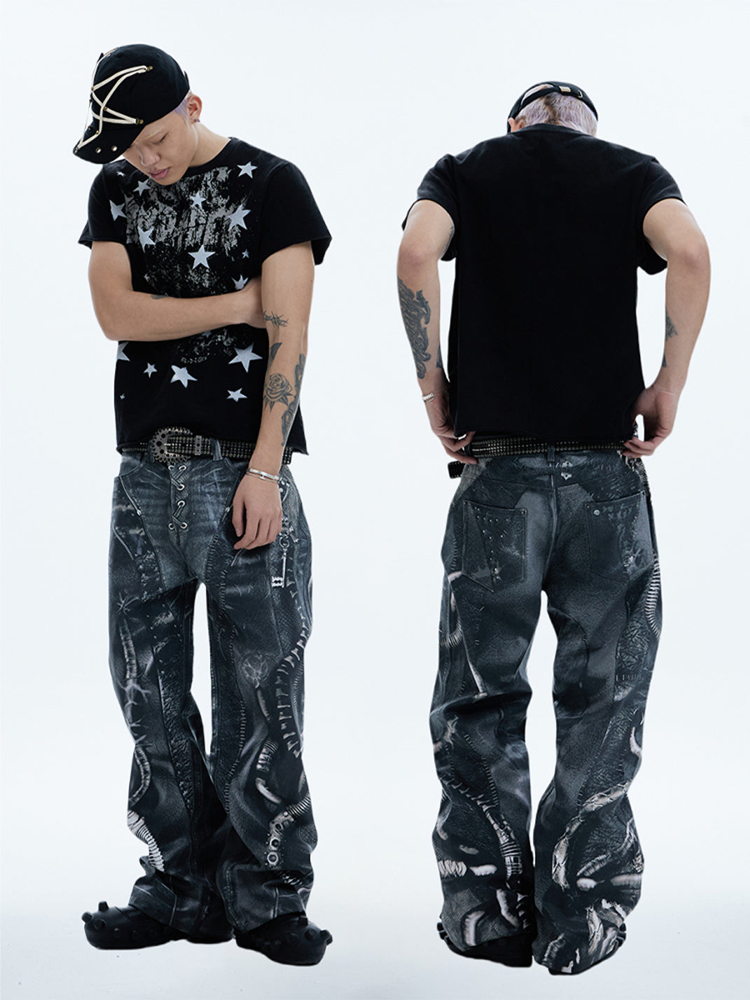 DND4DES | Venom Pipe Graphic Waxed Jeans - PSYLOS 1, DND4DES | Venom Pipe Graphic Waxed Jeans, Pants, DND4DES•JAPAN, PSYLOS 1