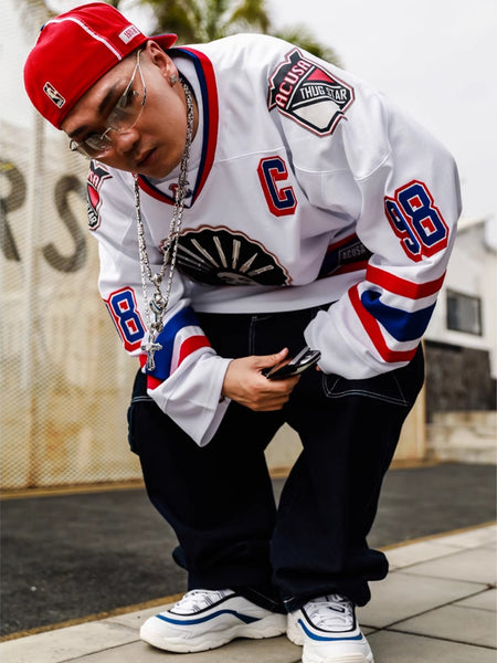 ACUSA | "AFRO" Rangers Colorway Oversized Hockey Jersey - PSYLOS 1, ACUSA | "AFRO" Rangers Colorway Oversized Hockey Jersey, Tops, ACUSA, PSYLOS 1