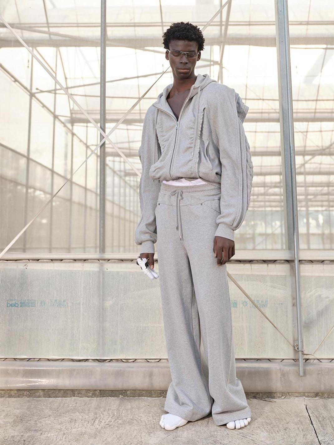 NUTEMPEROR | Structured Wide-Leg Sweatpants Grey - PSYLOS 1, NUTEMPEROR | Structured Wide-Leg Sweatpants Grey, Sweatpants, NUTEMPEROR•JAPAN, PSYLOS 1