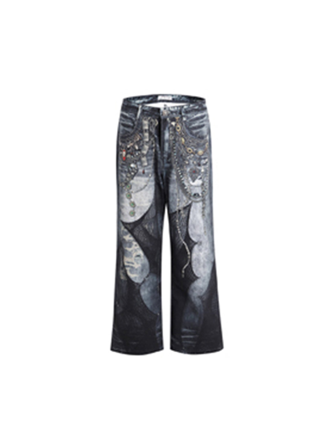 DND4DES | Chain Lace Flared Printed Jeans - PSYLOS 1, DND4DES | Chain Lace Flared Printed Jeans, Jeans, DND4DES•JAPAN, PSYLOS 1