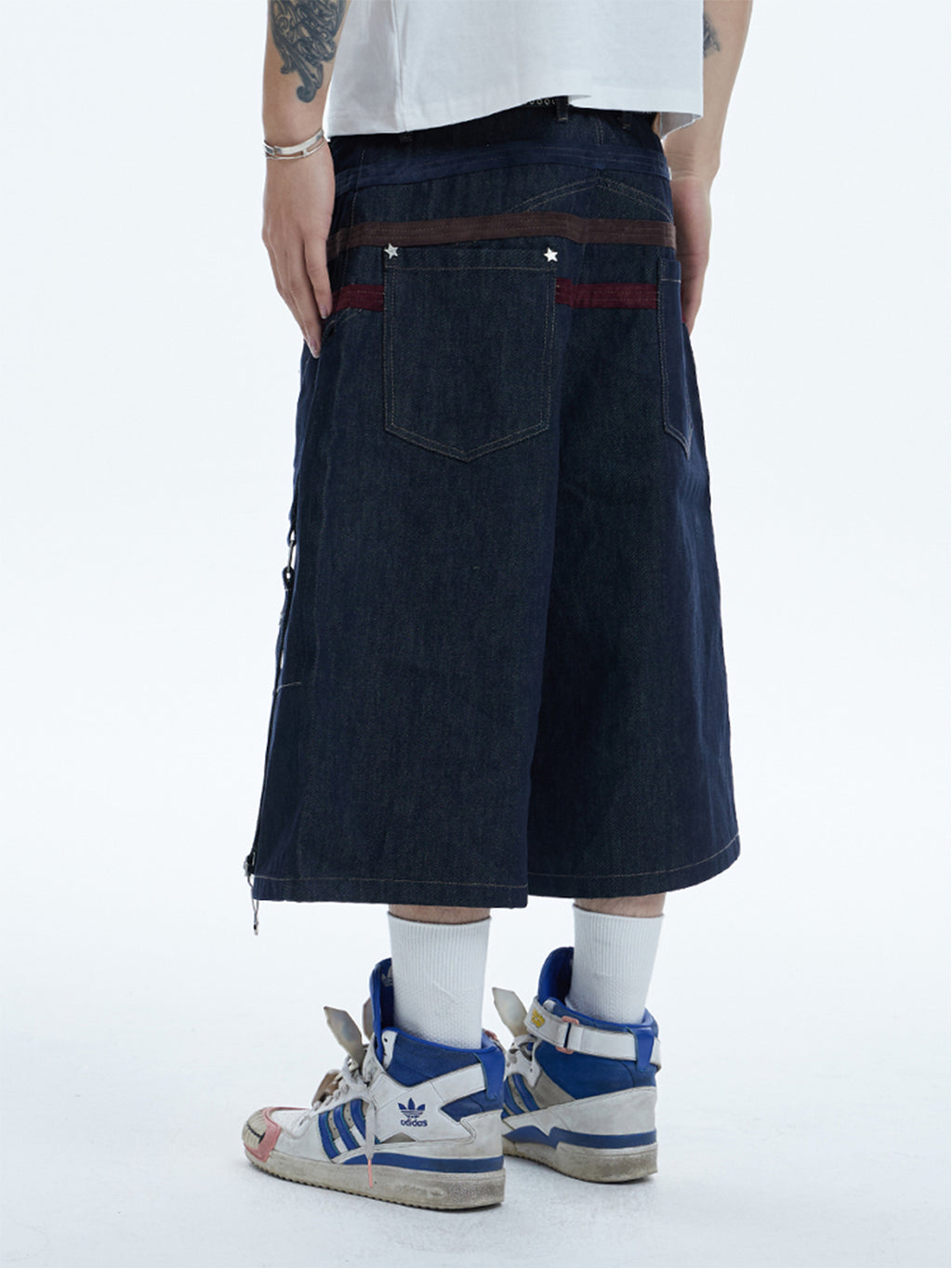DND4DES | Star Rivet Suede Denim Shorts - PSYLOS 1, DND4DES | Star Rivet Suede Denim Shorts, Shorts, DND4DES•JAPAN, PSYLOS 1