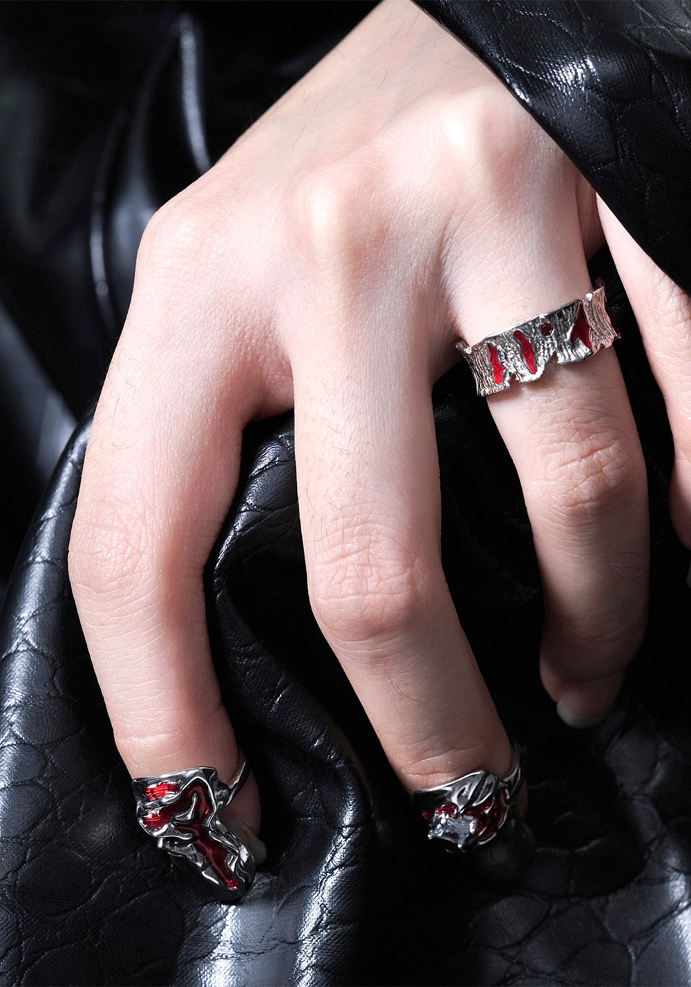 ILLuSoRy丨Textured Silver Punk Rings - PSYLOS 1, ILLuSoRy丨Textured Silver Punk Rings, Accessories, ILLuSoRy, PSYLOS 1