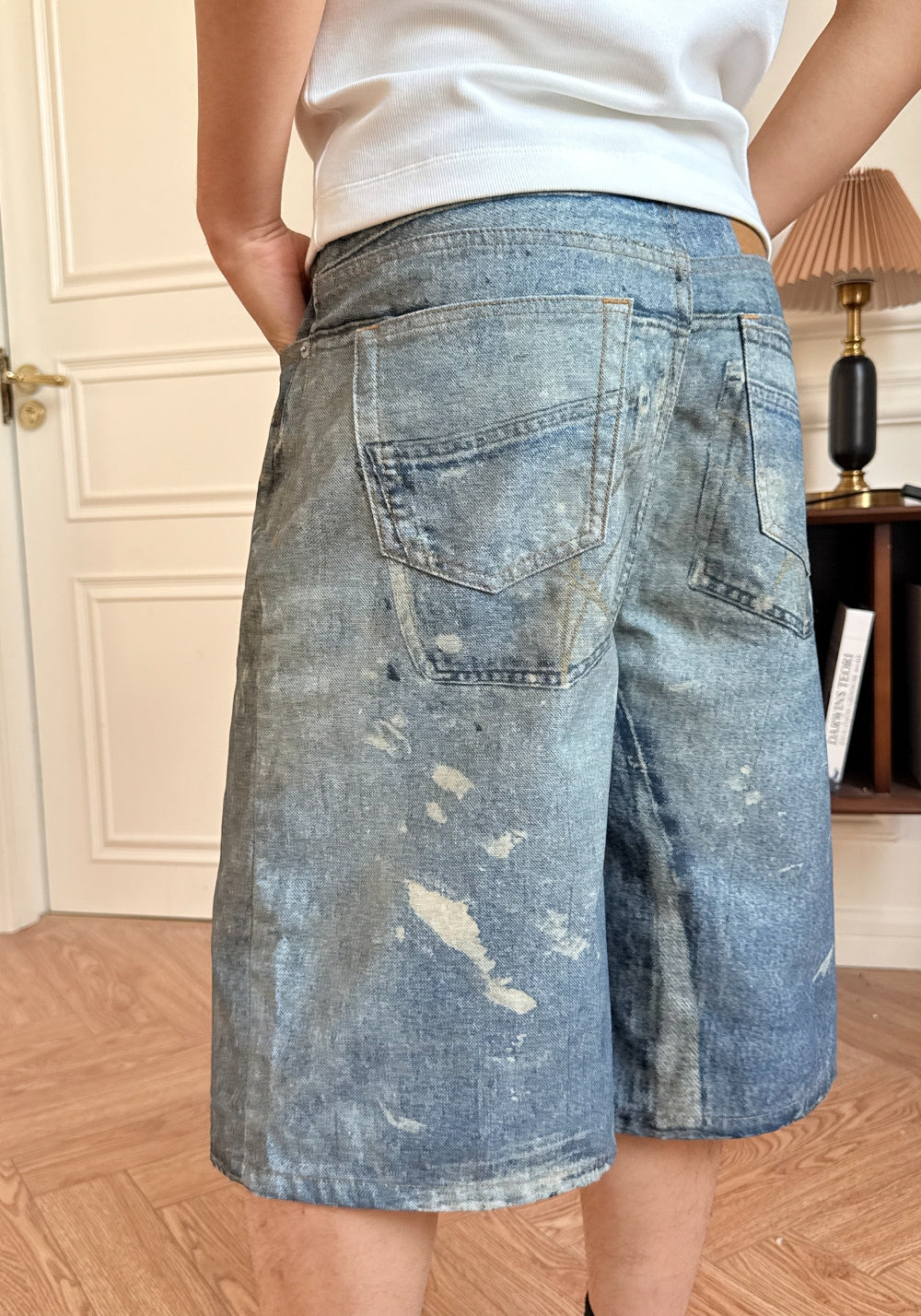 HAONANHUANG丨KONLI Print Paint-Splatter Denim Shorts - PSYLOS 1, HAONANHUANG丨KONLI Print Paint-Splatter Denim Shorts, Shorts, HAONANHUANG, PSYLOS 1