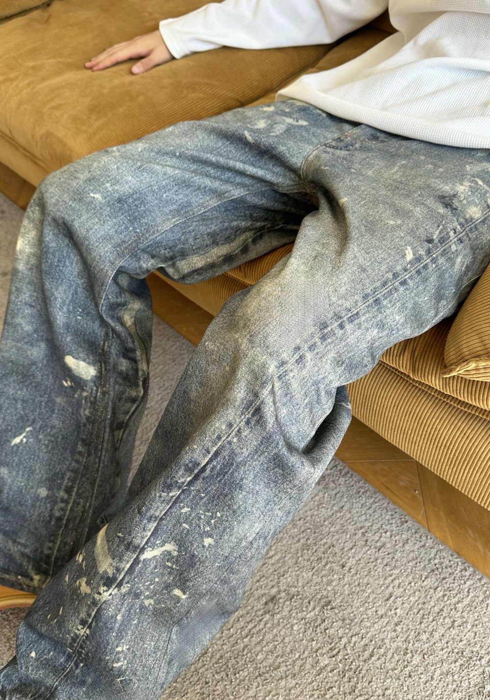 HAONANHUANG丨Ink-Stain Digital Wash Flare Jeans - PSYLOS 1, HAONANHUANG丨Ink-Stain Digital Wash Flare Jeans, Jeans, HAONANHUANG, PSYLOS 1