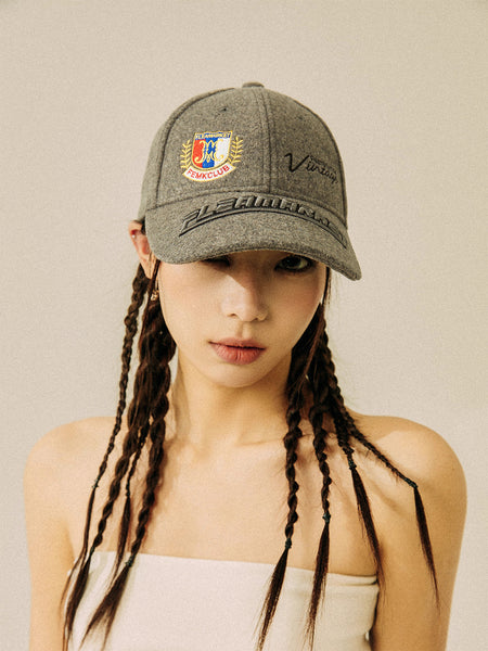 FLEAMARKET | Woolen Crest Curve Brim Cap-Grey - PSYLOS 1, FLEAMARKET | Woolen Crest Curve Brim Cap-Grey, Hats, FLEAMARKET, PSYLOS 1