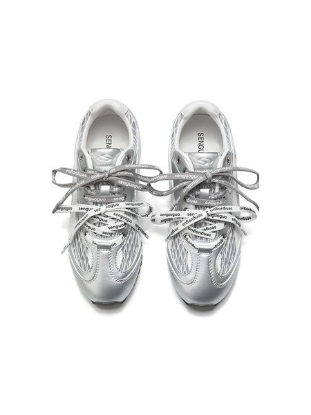 SENGUOGUO | The "Forrest Gump" Mesh Layered Laces Sneaker-Silver - PSYLOS 1, SENGUOGUO | The "Forrest Gump" Mesh Layered Laces Sneaker-Silver, Unisex Shoes, SENGUOGUO, PSYLOS 1