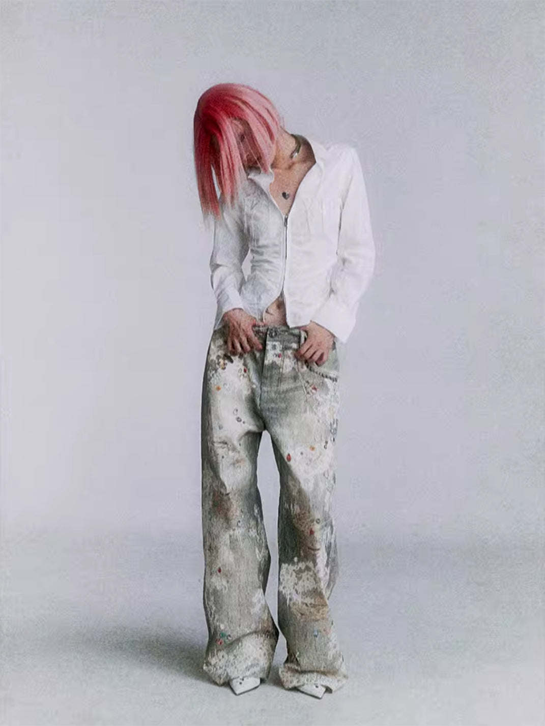 DND4DES | Lace Pattern Straight Flared Jeans - PSYLOS 1, DND4DES | Lace Pattern Straight Flared Jeans, Jeans, DND4DES•JAPAN, PSYLOS 1