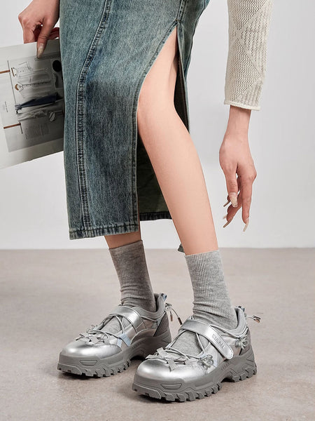 EBLAN丨"Meadowlands" Hybrid Quick-Lace Velcro Ballet Trainer-Silver - PSYLOS 1, EBLAN丨"Meadowlands" Hybrid Quick-Lace Velcro Ballet Trainer-Silver, Mary Jane shoes, EBLAN, PSYLOS 1