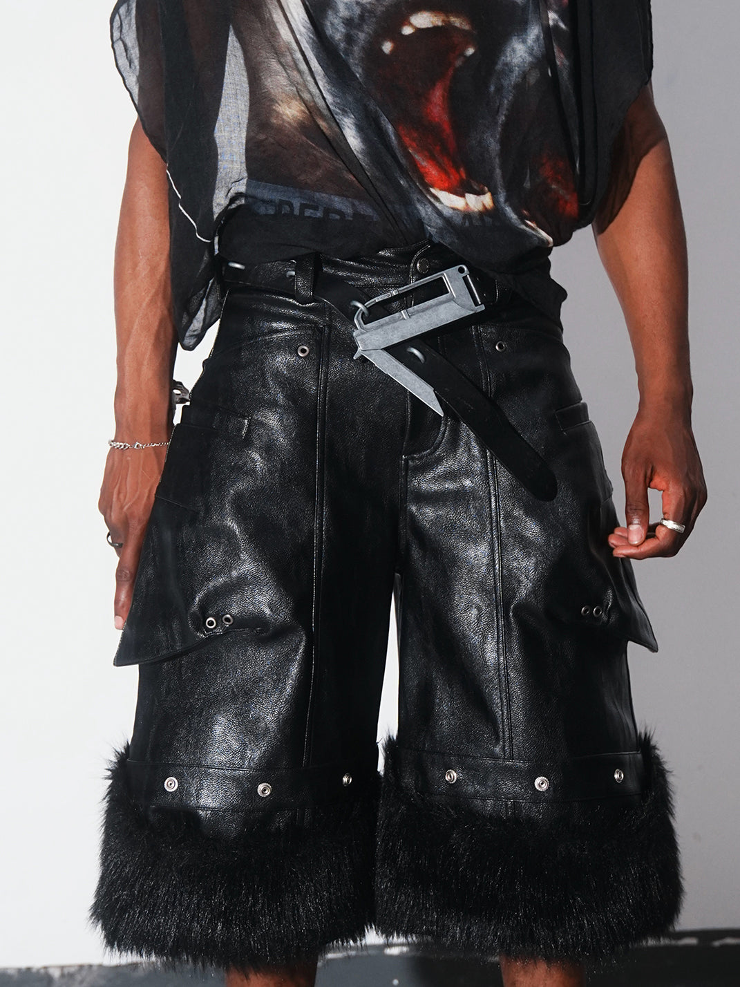 REBEL WAVE | Detachable Waxed Cropped Leather Pants - PSYLOS 1, REBEL WAVE | Detachable Waxed Cropped Leather Pants, Jeans, REBEL WAVE•JAPAN, PSYLOS 1