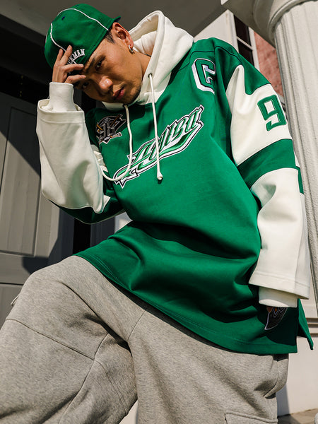 ACUSA | Color Block Oversized Hockey Sweatshirt With Hand Sew Patches - PSYLOS 1, ACUSA | Color Block Oversized Hockey Sweatshirt With Hand Sew Patches, Tops, ACUSA, PSYLOS 1