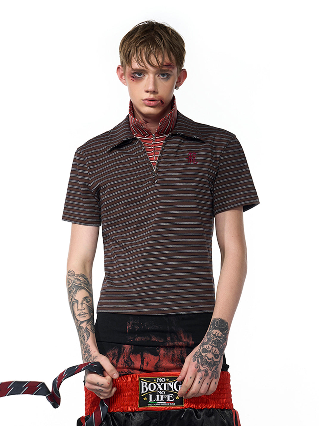 Fourth3ex | Retro Striped Polo Shirt - PSYLOS 1, Fourth3ex | Retro Striped Polo Shirt, Polo Shirt, Fourth3ex, PSYLOS 1