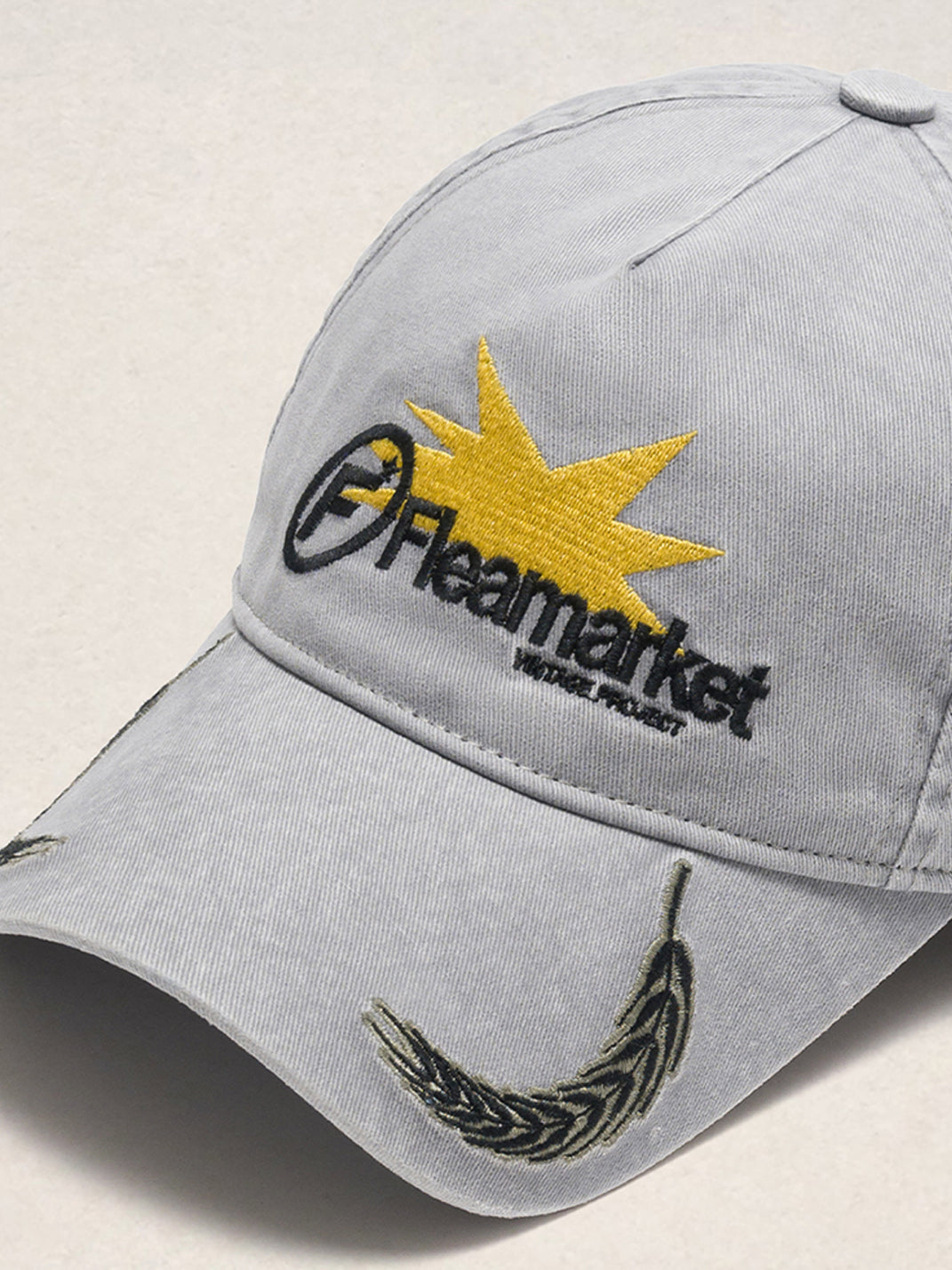 FLEAMARKET | Wheat Stalk Curved Brim Cap-Grey - PSYLOS 1, FLEAMARKET | Wheat Stalk Curved Brim Cap-Grey, Hats, FLEAMARKET, PSYLOS 1