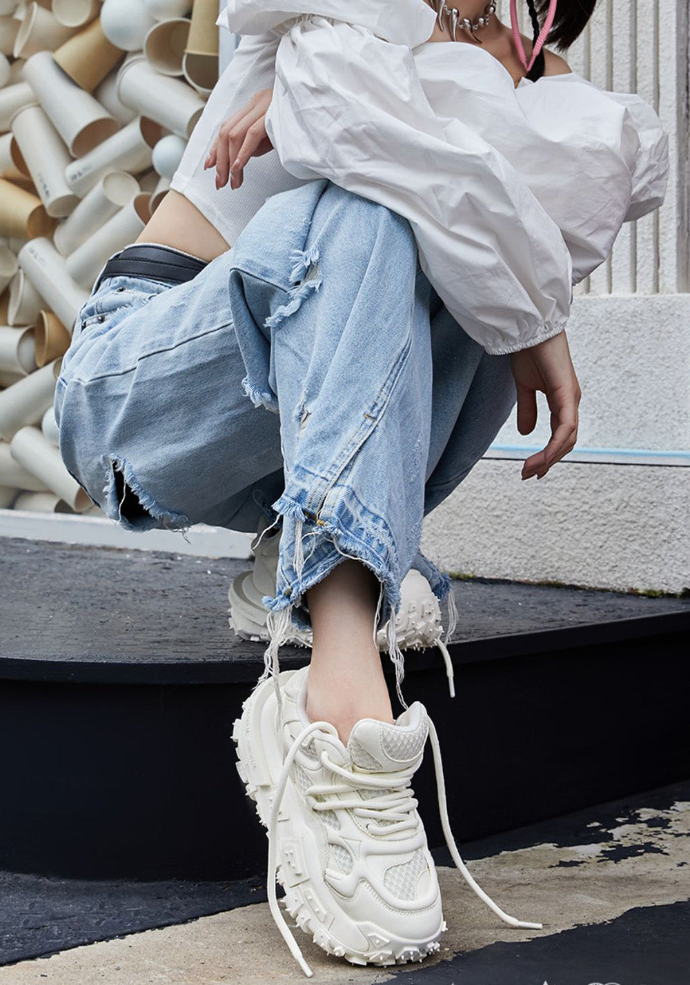 XMZY丨Hollow Leather Chunky Sneakers - PSYLOS 1, XMZY丨Hollow Leather Chunky Sneakers, Chunky Sneakers, XMZY, PSYLOS 1