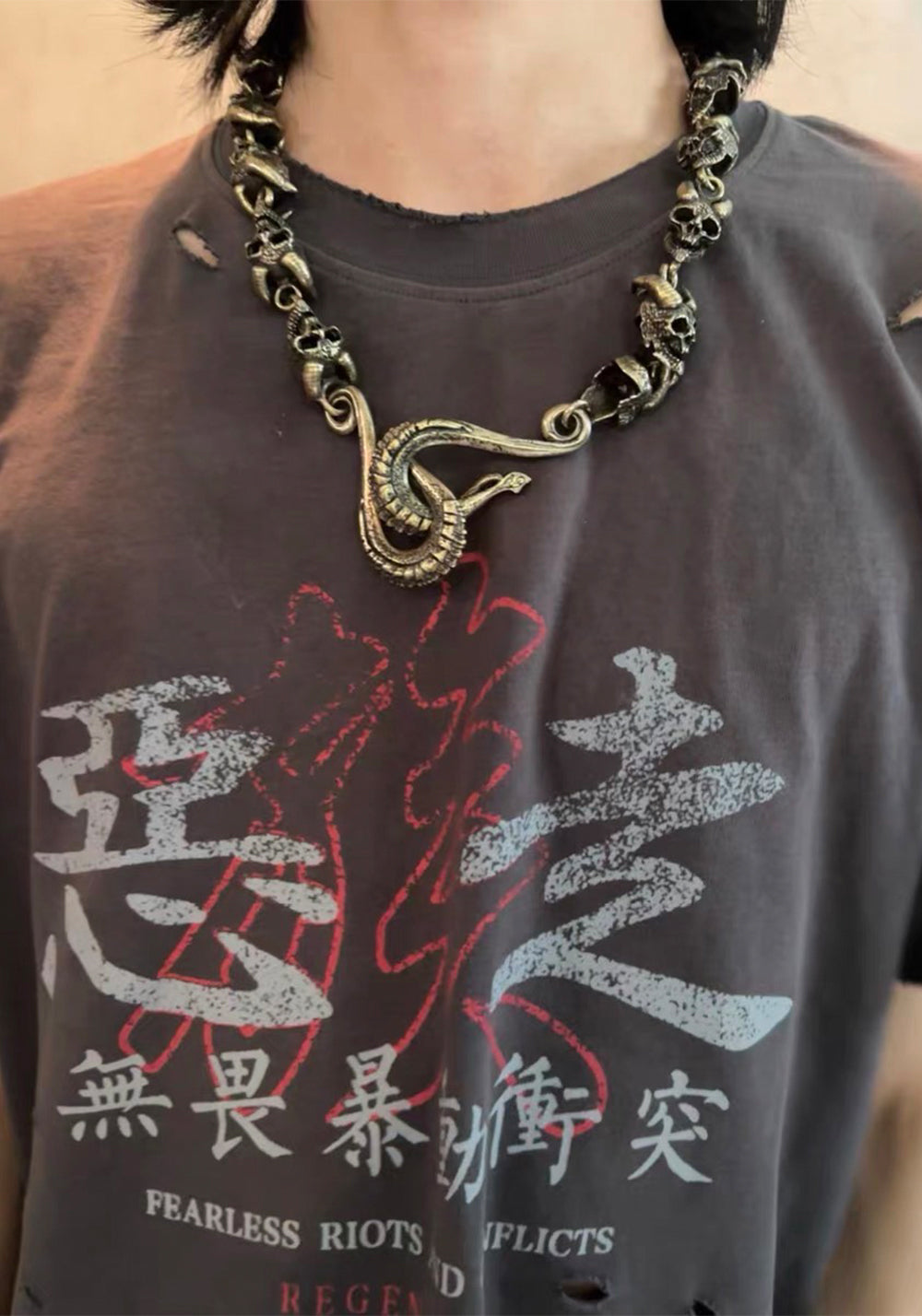 REGEN ZONE丨Distressed Goat Skull Chain - Punk Pants Accessory - PSYLOS 1, REGEN ZONE丨Distressed Goat Skull Chain - Punk Pants Accessory, Accessories, REGEN ZONE•JAPAN, PSYLOS 1