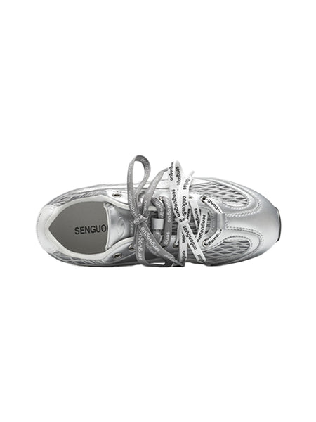 SENGUOGUO | The "Forrest Gump" Mesh Layered Laces Sneaker-Silver - PSYLOS 1, SENGUOGUO | The "Forrest Gump" Mesh Layered Laces Sneaker-Silver, Unisex Shoes, SENGUOGUO, PSYLOS 1