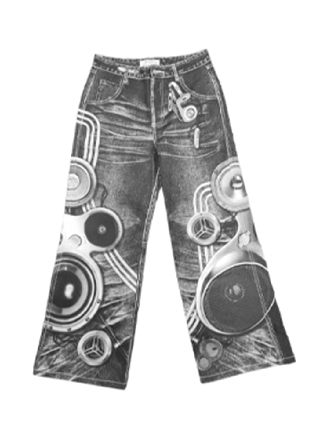 DND4DES | Printed Speaker Cut Flared Jeans - PSYLOS 1, DND4DES | Printed Speaker Cut Flared Jeans, Jeans, DND4DES•JAPAN, PSYLOS 1