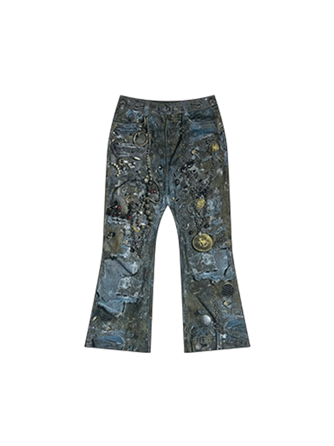 DND4DES | Distressed Chain Print Straight Jeans - PSYLOS 1, DND4DES | Distressed Chain Print Straight Jeans, Jeans, DND4DES•JAPAN, PSYLOS 1