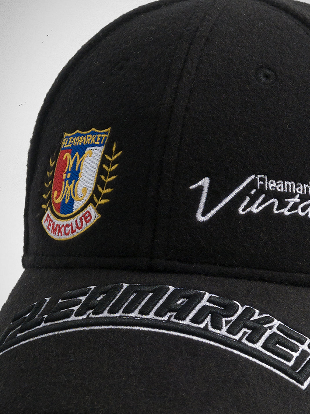 FLEAMARKET | Woolen Crest Curve Brim Cap-Black - PSYLOS 1, FLEAMARKET | Woolen Crest Curve Brim Cap-Black, Hats, FLEAMARKET, PSYLOS 1