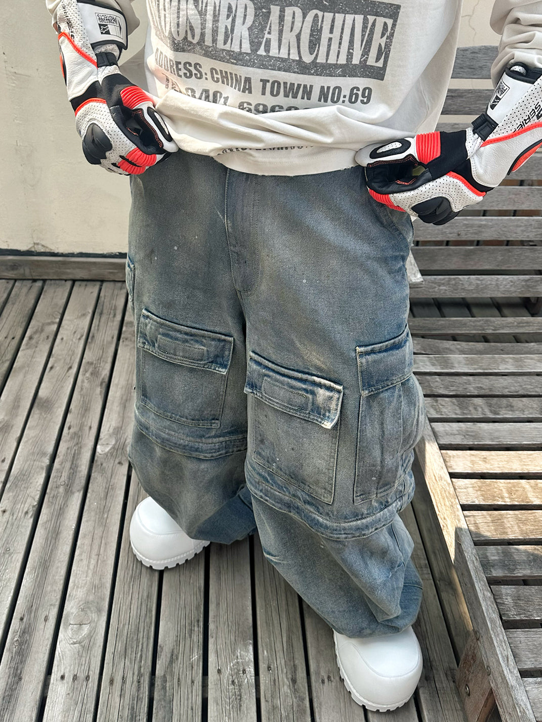 WoosterArchive | 8 Pockets Aged Loose Fit Jeans - PSYLOS 1, WoosterArchive | 8 Pockets Aged Loose Fit Jeans, Men's Wear, WoosterArchive, PSYLOS 1