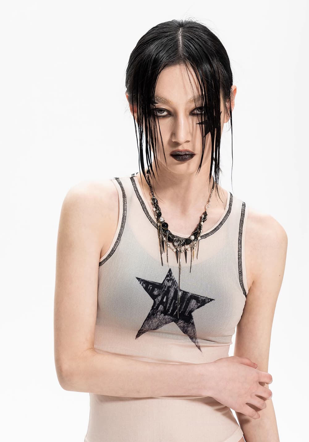 TEAMGEEK | 24SS Nocross Nocrown Nude Mesh Skull Tank - PSYLOS 1, TEAMGEEK | 24SS Nocross Nocrown Nude Mesh Skull Tank, Tank Top, TEAMGEEK, PSYLOS 1