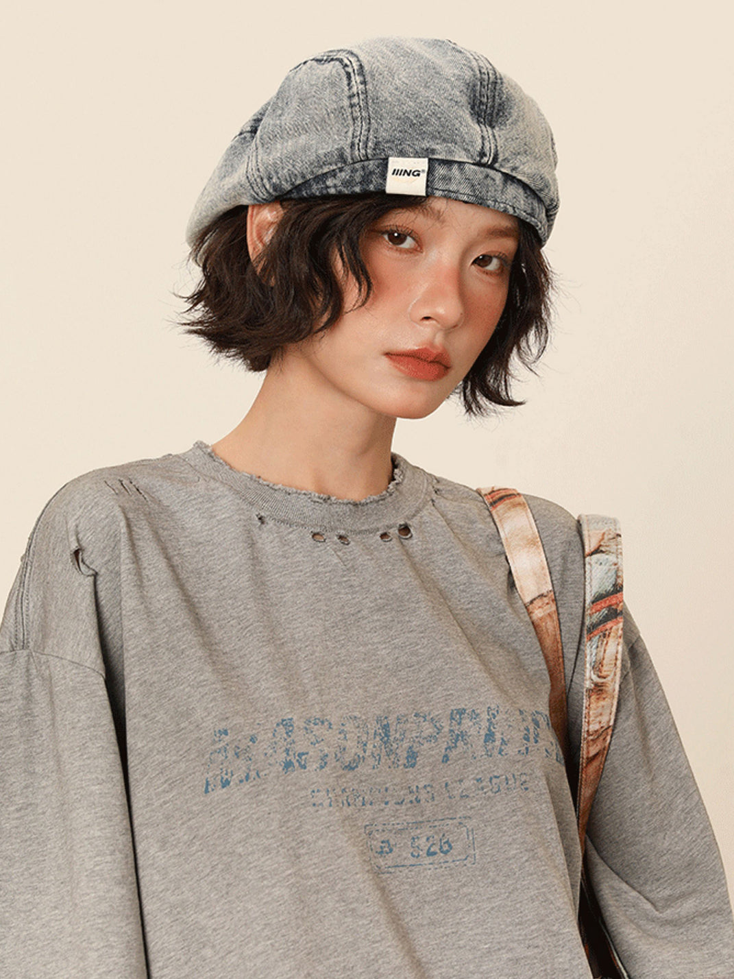 IIING | Retro Washed Denim Adjustable Beret Hat - PSYLOS 1, IIING | Retro Washed Denim Adjustable Beret Hat, Accessories, IIING, PSYLOS 1