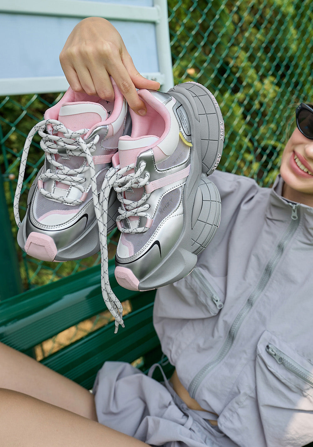 XMZY | Brocade Platform Sneakers-Silver - PSYLOS 1, XMZY | Brocade Platform Sneakers-Silver, Chunky Sneakers, XMZY•JAPAN, PSYLOS 1