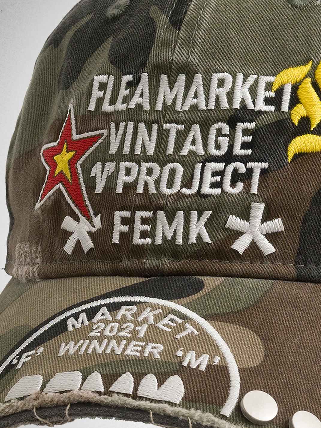 FLEAMARKET | "V Project" Stitchwork Curve Brim Baseball Cap - PSYLOS 1, FLEAMARKET | "V Project" Stitchwork Curve Brim Baseball Cap, Accessories, FLEAMARKET, PSYLOS 1