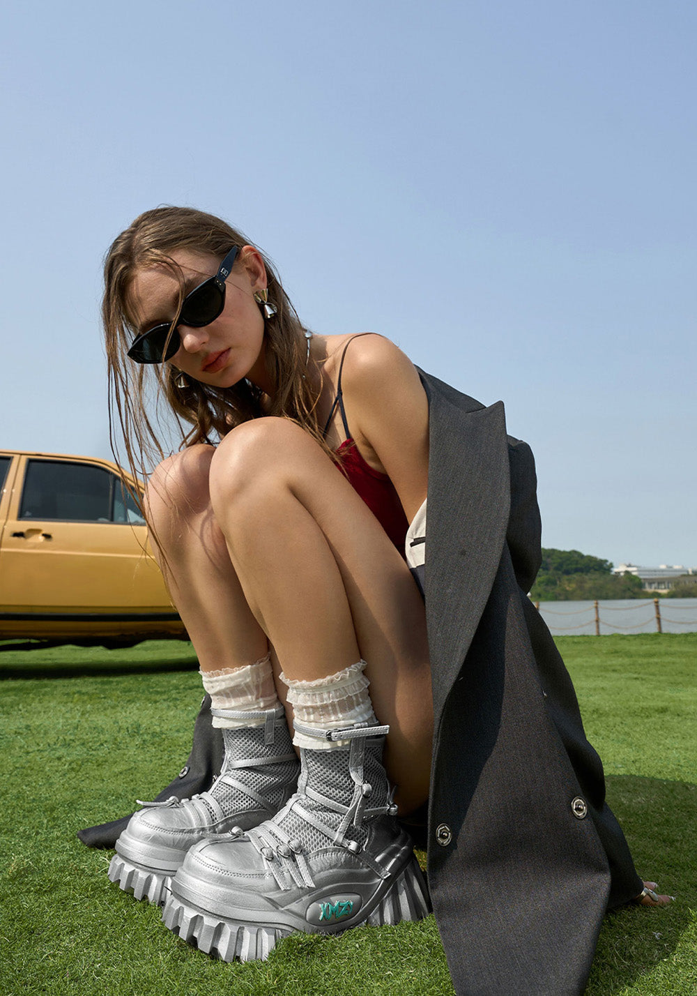 XMZY | Lace Mesh Combat Boots-Silver - PSYLOS 1, XMZY | Lace Mesh Combat Boots-Silver, Boots, XMZY•JAPAN, PSYLOS 1