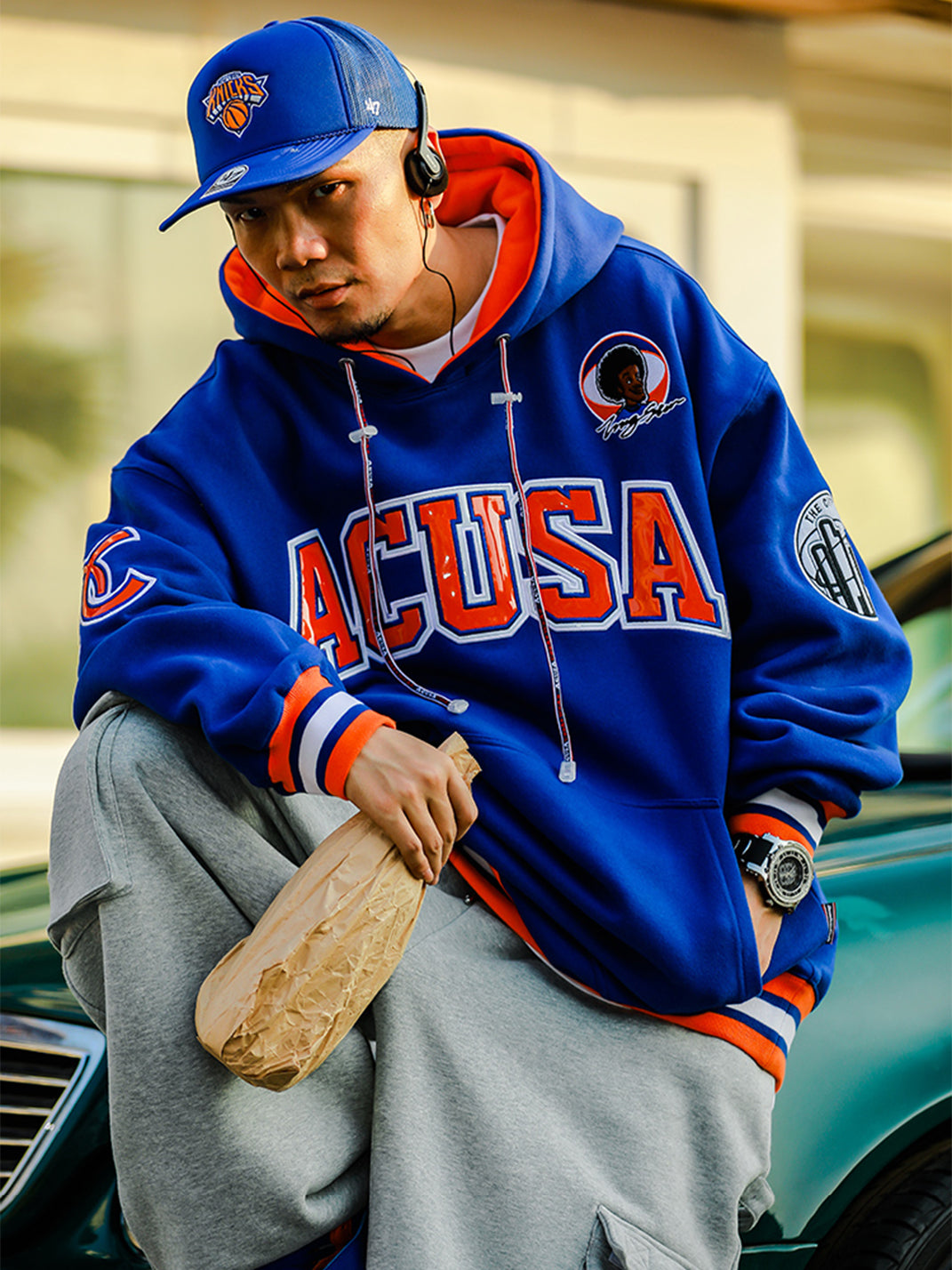 ACUSA | Oversized Retro Hoodie With Leather Logo - PSYLOS 1, ACUSA | Oversized Retro Hoodie With Leather Logo, Tops, ACUSA, PSYLOS 1