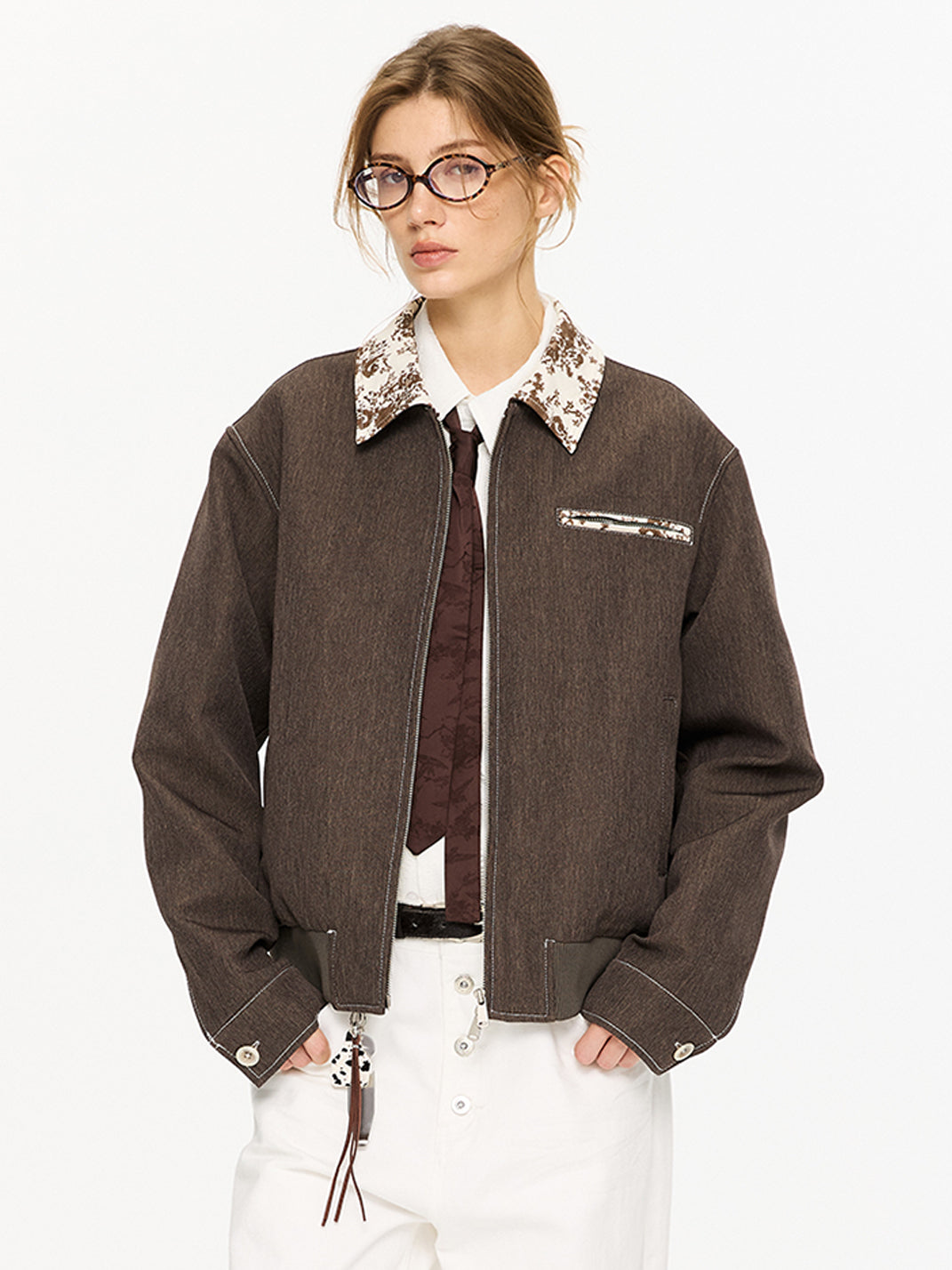 KREATE | Retro Color Block Floral Lining Jacket - PSYLOS 1, KREATE | Retro Color Block Floral Lining Jacket, Tops, KREATE, PSYLOS 1