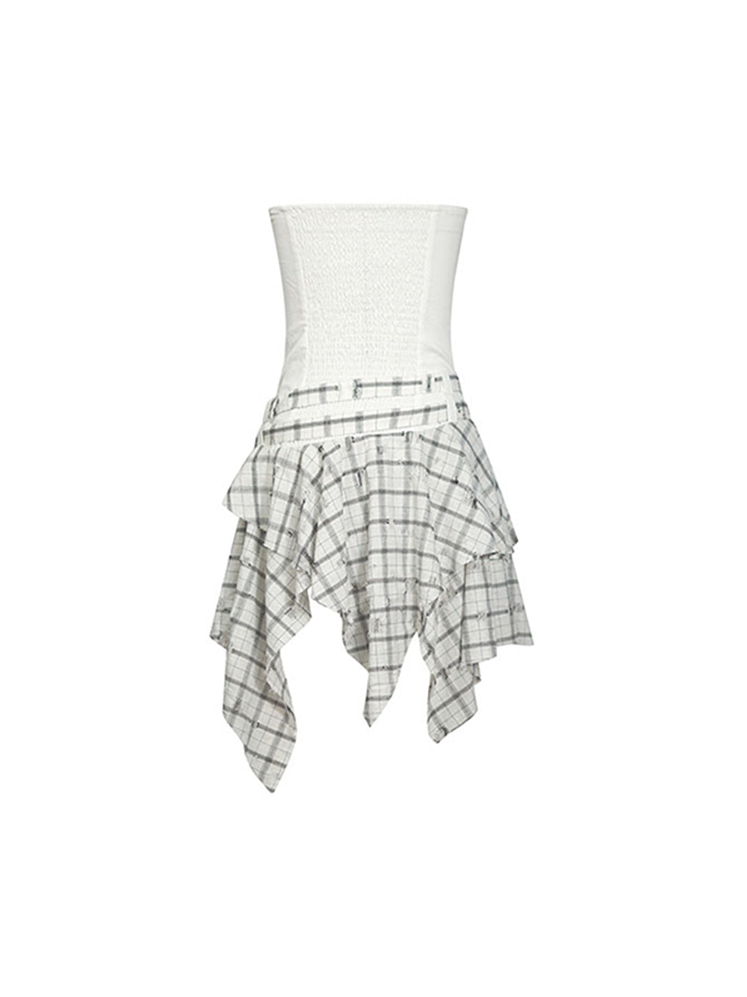 CestNous｜Women's Graffiti Patchwork Plaid Dress-White - PSYLOS 1, CestNous｜Women's Graffiti Patchwork Plaid Dress-White, Dress, CestNous, PSYLOS 1