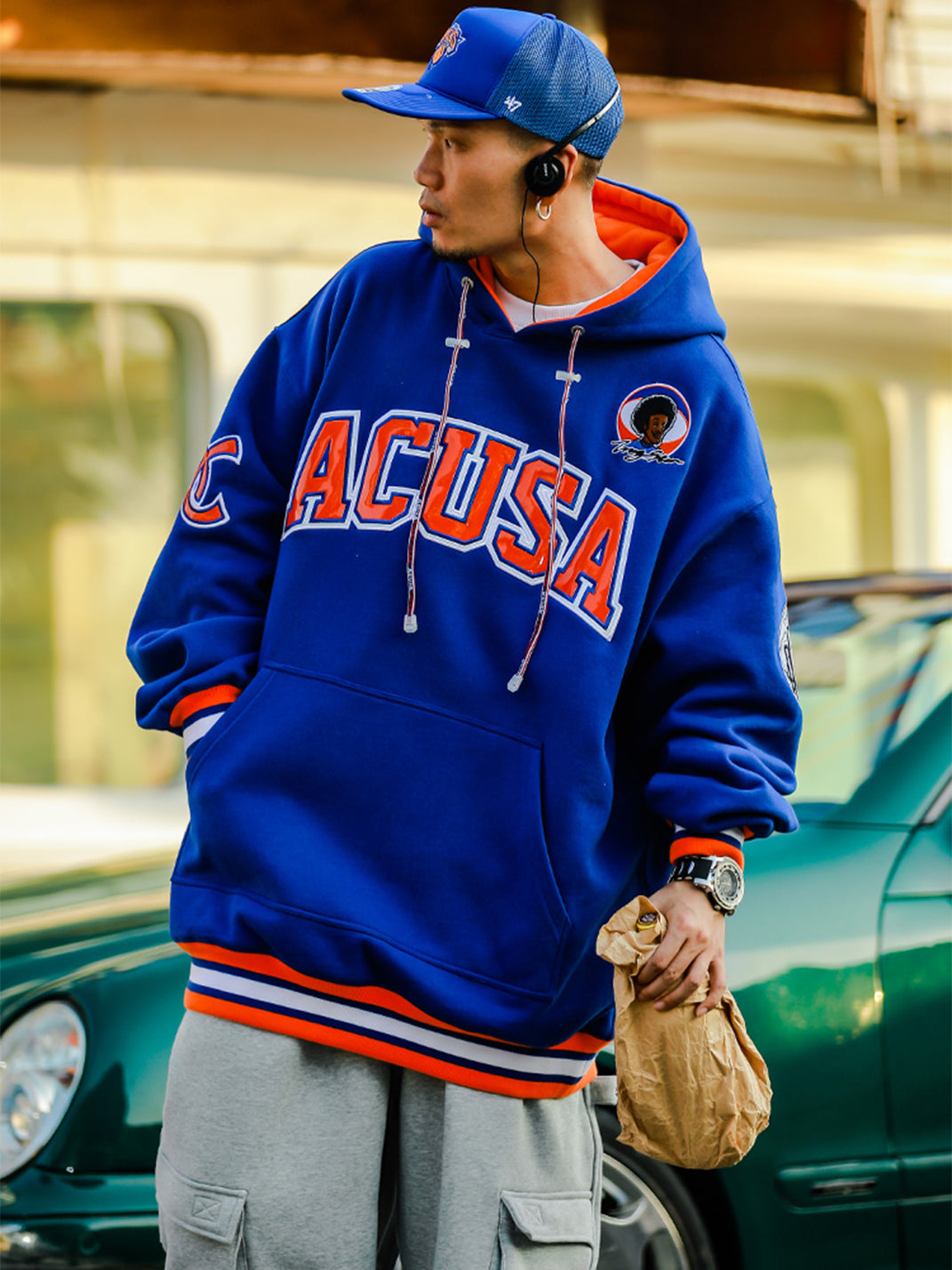 ACUSA | Oversized Retro Hoodie With Leather Logo - PSYLOS 1, ACUSA | Oversized Retro Hoodie With Leather Logo, Tops, ACUSA, PSYLOS 1