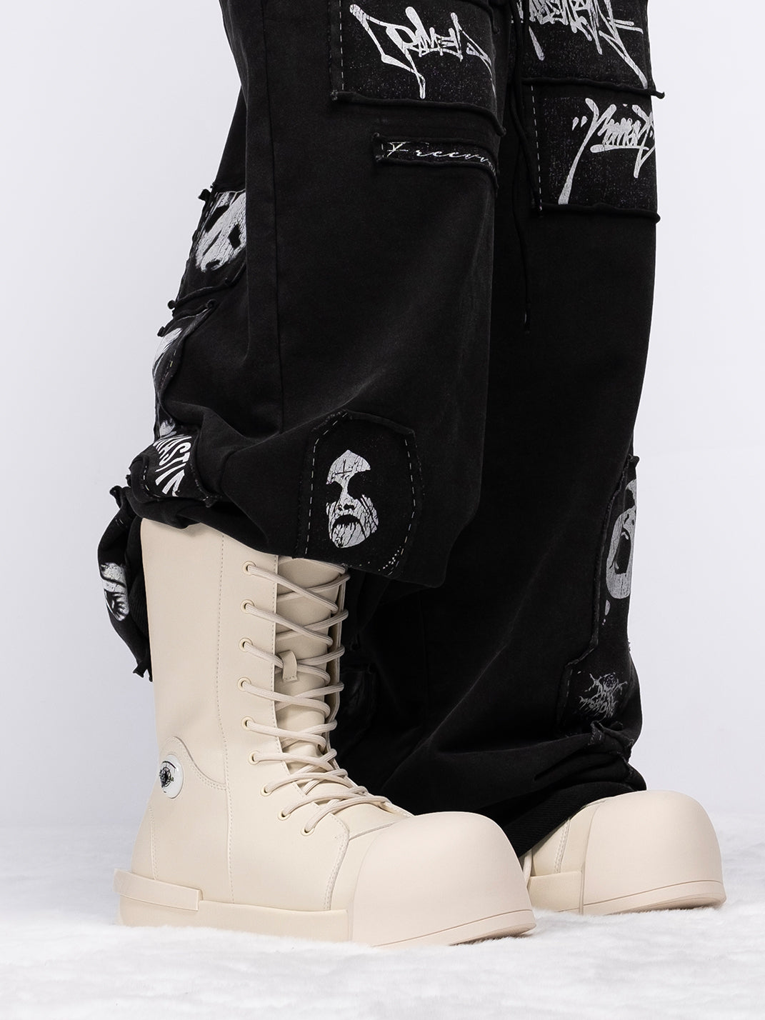 FVVO丨R/F White Architectural Round-Toe Combat Boots - PSYLOS 1, FVVO丨R/F White Architectural Round-Toe Combat Boots, Boots, FVVO&ROCKSTA, PSYLOS 1