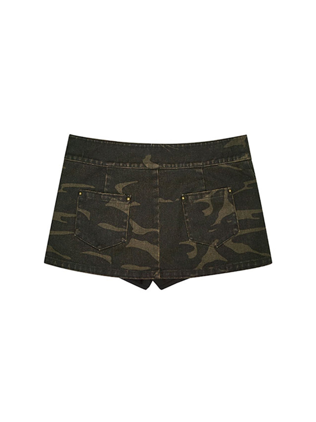 CestNous｜Women's Washed Studded Camouflage Mini Skirt - PSYLOS 1, CestNous｜Women's Washed Studded Camouflage Mini Skirt, Shorts, CestNous, PSYLOS 1