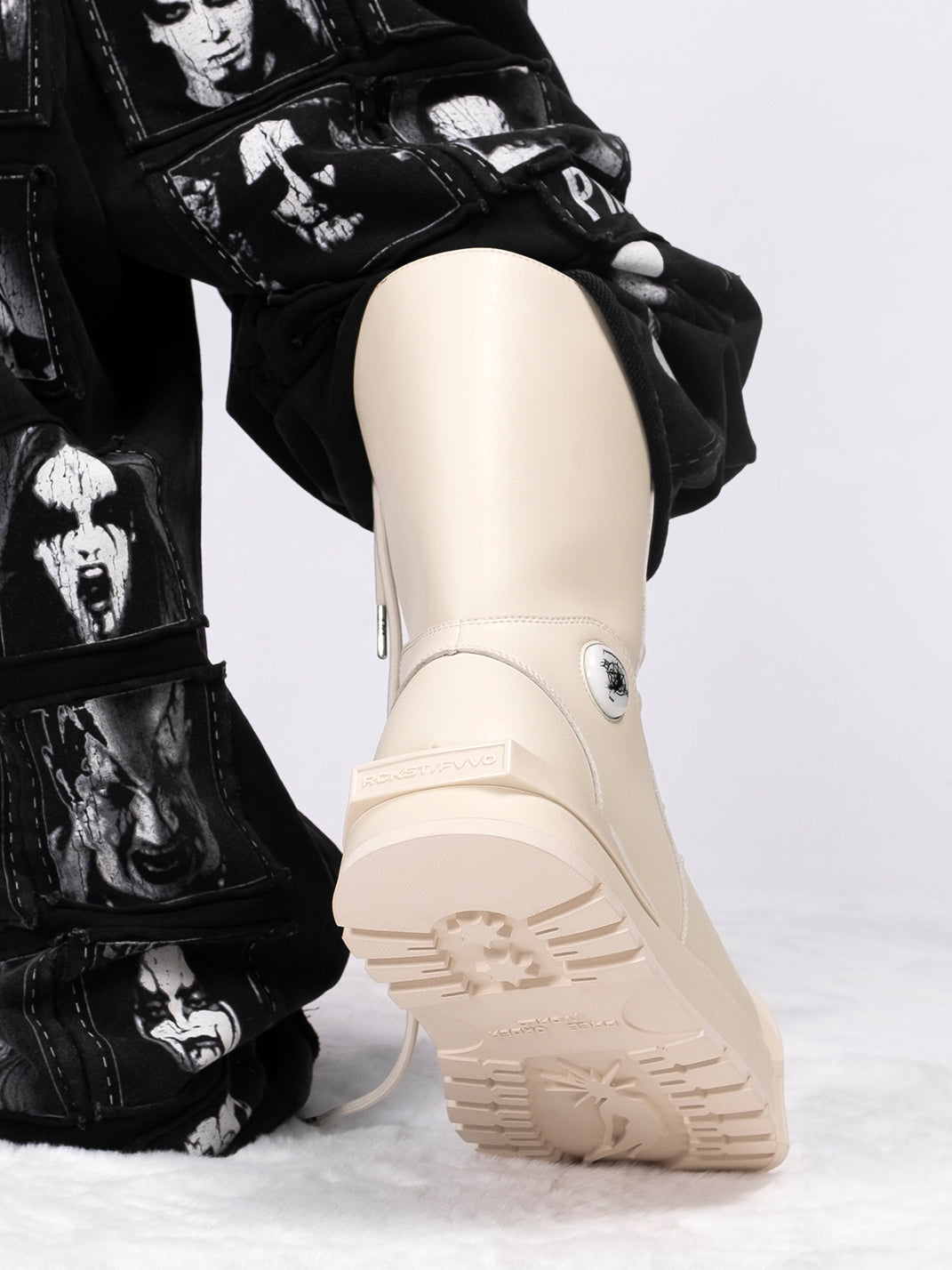 FVVO丨R/F White Architectural Round-Toe Combat Boots - PSYLOS 1, FVVO丨R/F White Architectural Round-Toe Combat Boots, Boots, FVVO&ROCKSTA, PSYLOS 1