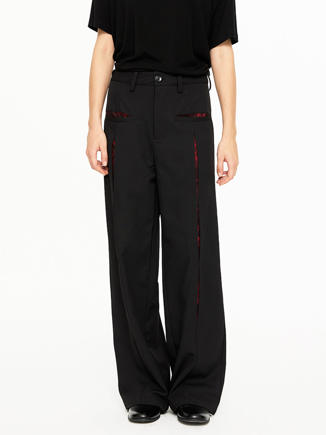 KREATE | Slash Opening Floral Lining Straight Leg Pants - PSYLOS 1, KREATE | Slash Opening Floral Lining Straight Leg Pants, Bottoms, KREATE, PSYLOS 1