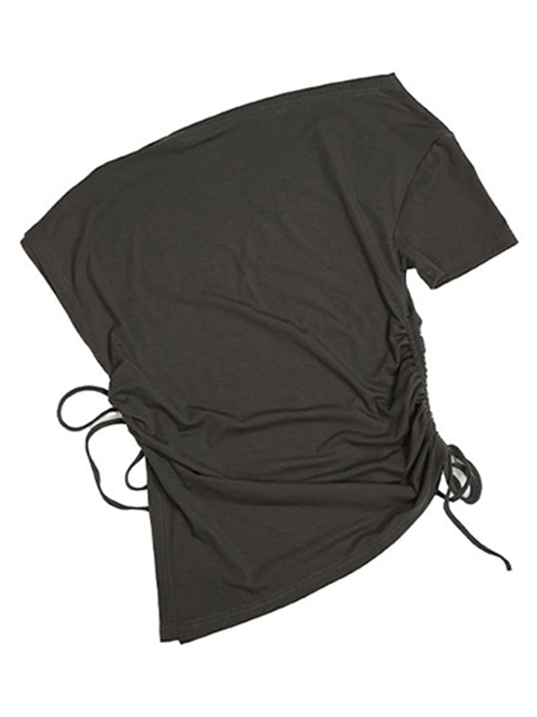 CestNous｜Off Shoulder Drawstring Oversize Print Tee-Gray - PSYLOS 1, CestNous｜Off Shoulder Drawstring Oversize Print Tee-Gray, T-Shirt, CestNous, PSYLOS 1