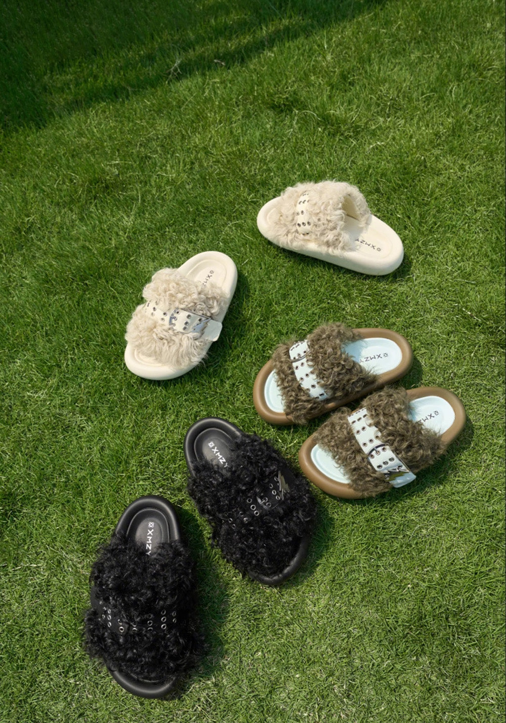 XMZY | Wool Blend Fashion Slides-White - PSYLOS 1, XMZY | Wool Blend Fashion Slides-White, Slippers, XMZY•JAPAN, PSYLOS 1